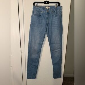 Reiss Straight Jeans Womens 32R Blue Light Wash Denim Classic Lived-In Whiskered